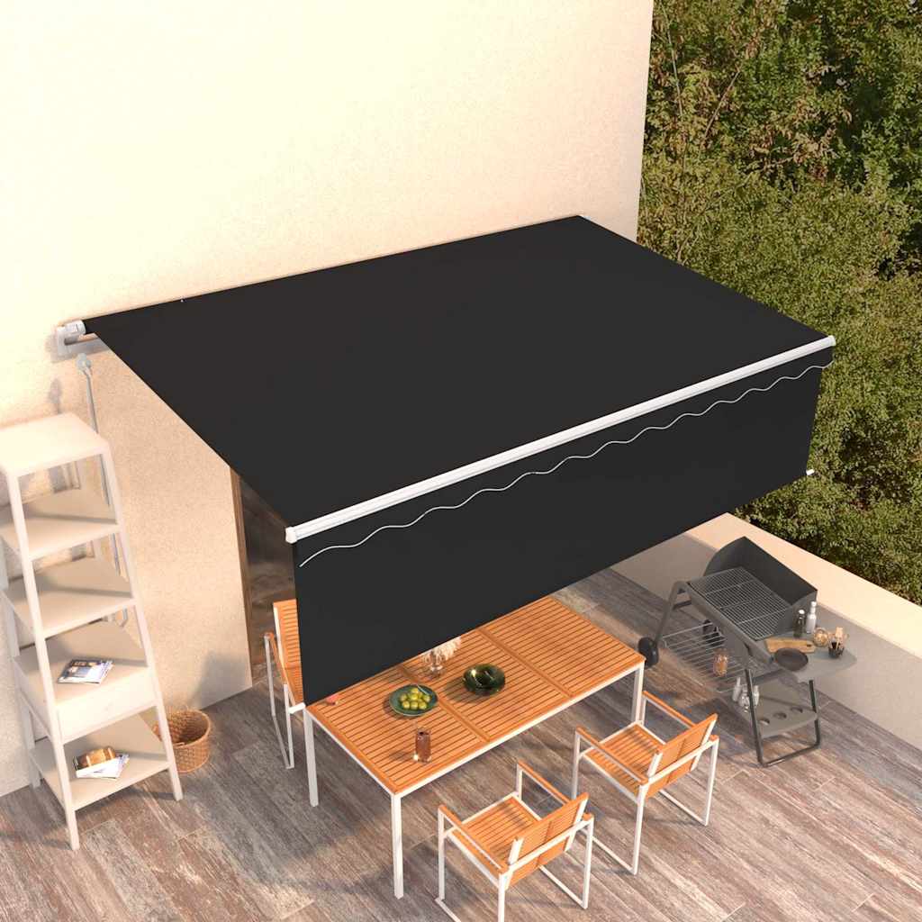 vidaXL Automatycznie zwijana markiza z zasłoną, 5x3 m, antracytowa