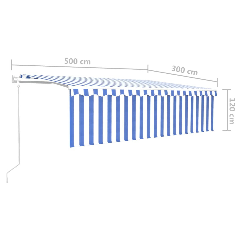 vidaXL Automatycznie zwijana markiza, LED i czujnik wiatru, 5x3 m