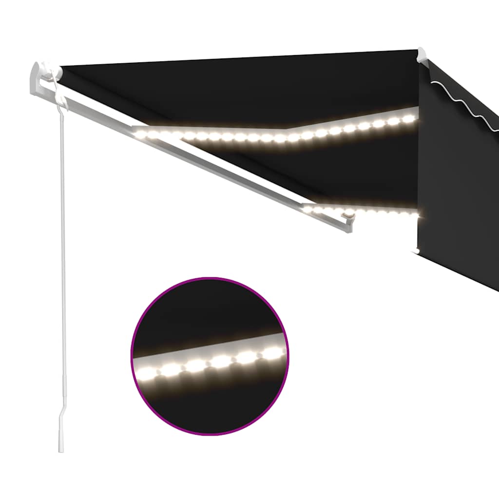 vidaXL Automatycznie zwijana markiza, LED i czujnik wiatru, 5x3 m