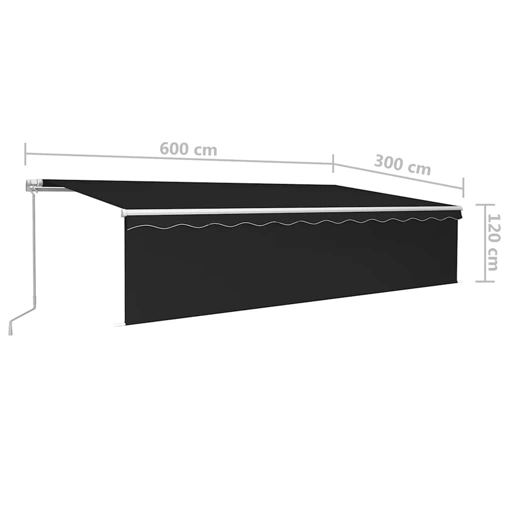vidaXL Ręcznie zwijana markiza z zasłoną, 6x3 m, antracytowa