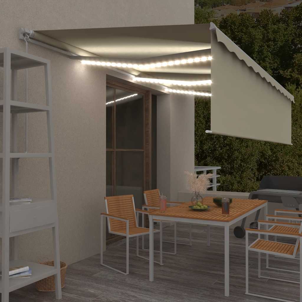 vidaXL Ręcznie zwijana markiza z zasłoną, 6x3 m, kremowa