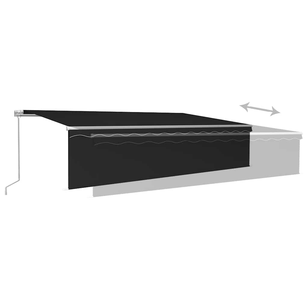 vidaXL Ręcznie zwijana markiza z zasłoną i LED, 6x3 m, antracytowa