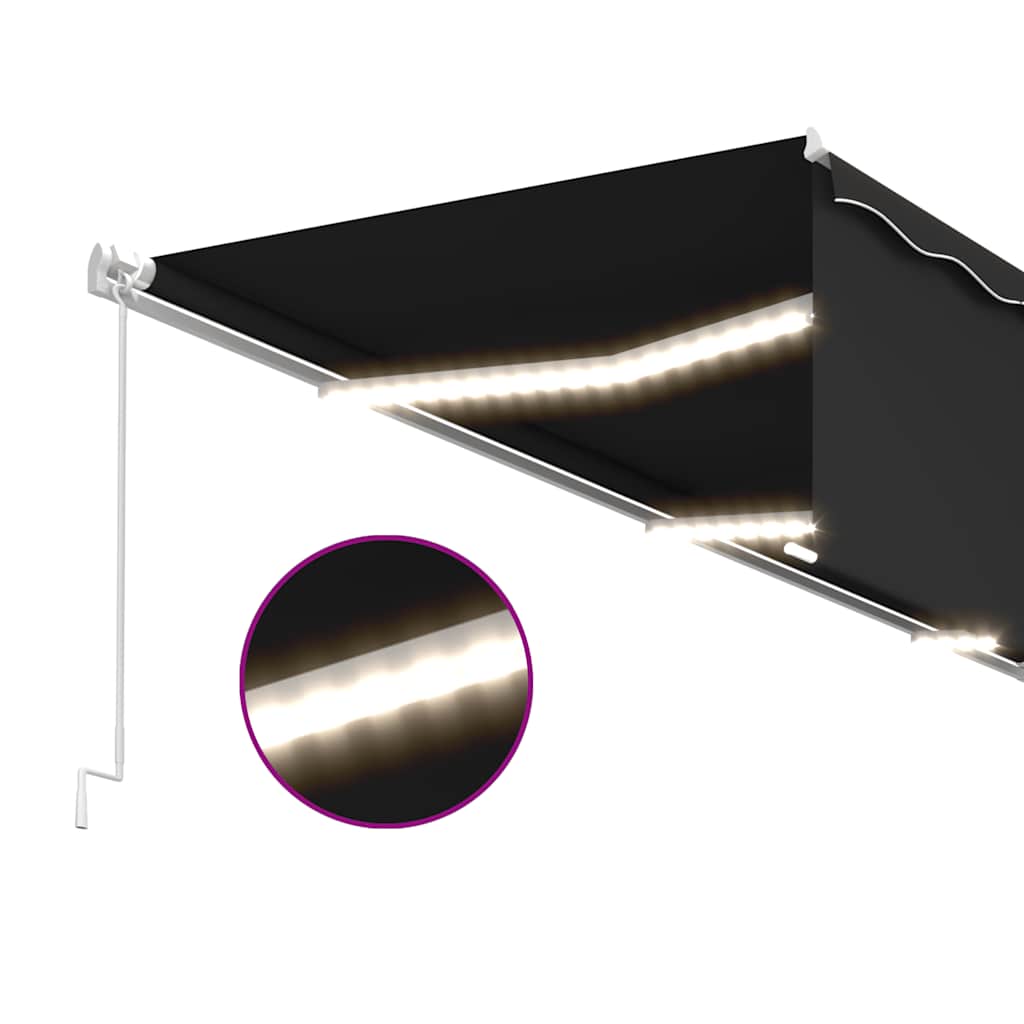 vidaXL Ręcznie zwijana markiza z zasłoną i LED, 6x3 m, antracytowa