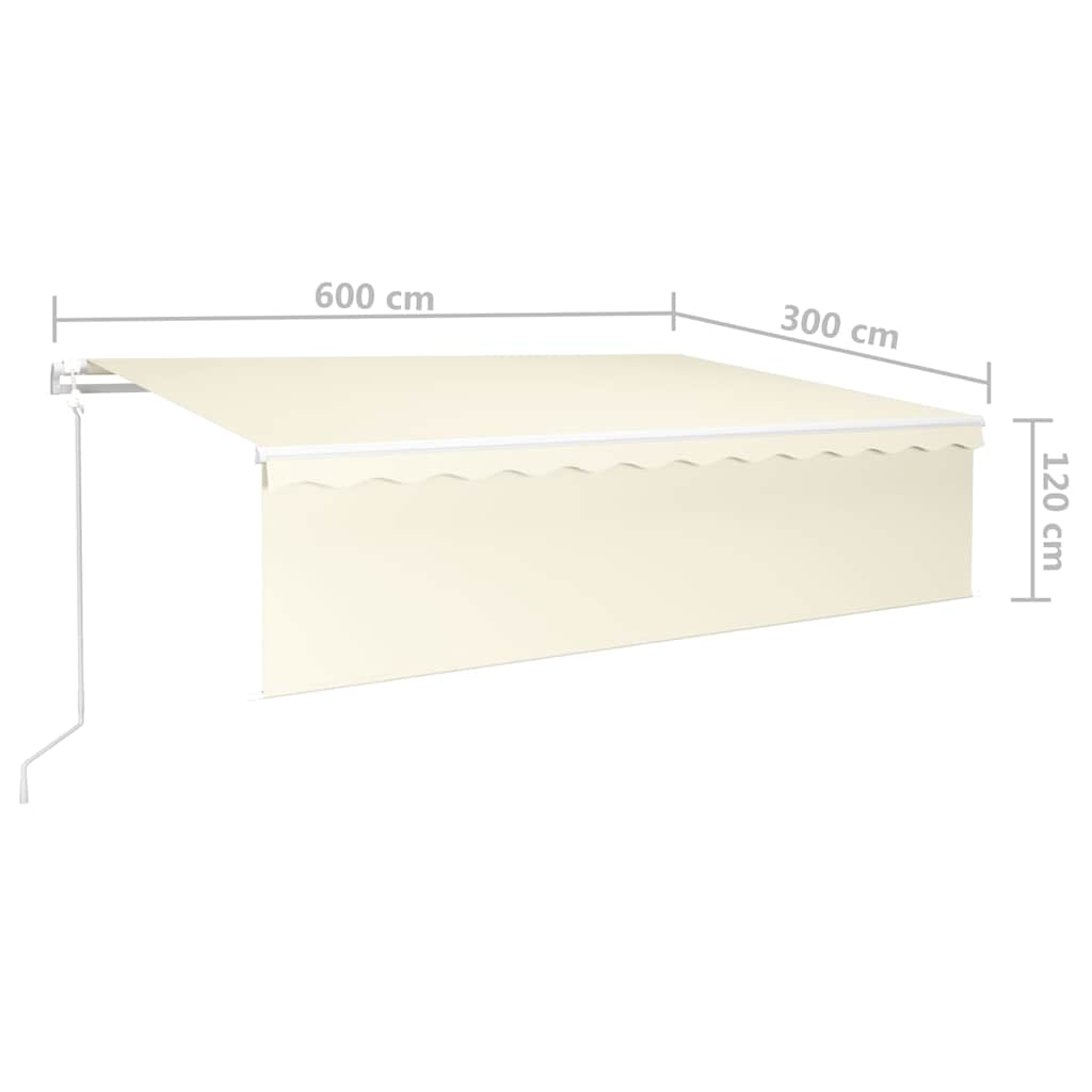vidaXL Automatycznie zwijana markiza z zasłoną, 6x3 m, kremowa