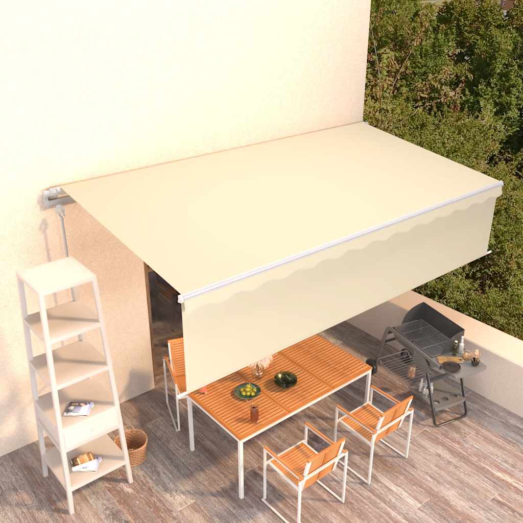 vidaXL Automatycznie zwijana markiza z zasłoną, 6x3 m, kremowa