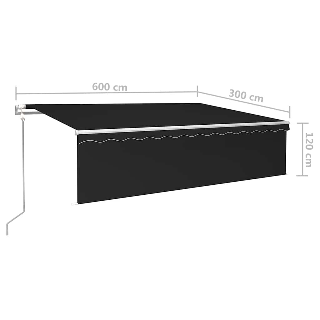 vidaXL Automatycznie zwijana markiza z zasłoną, 6x3 m, antracytowa