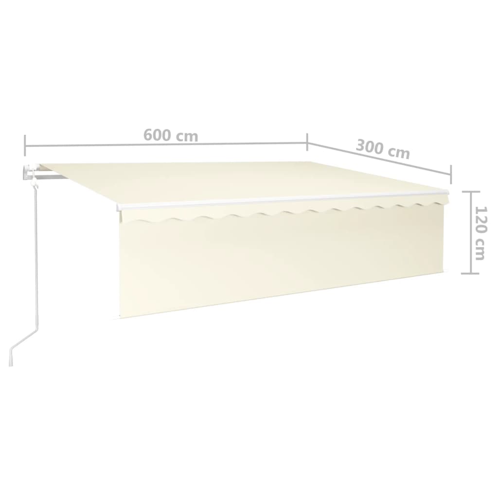 vidaXL Automatycznie zwijana markiza, LED i czujnik wiatru, 6x3 m