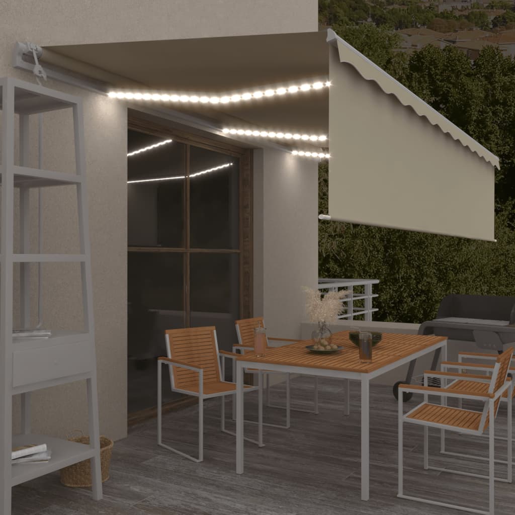 vidaXL Automatycznie zwijana markiza, LED i czujnik wiatru, 6x3 m