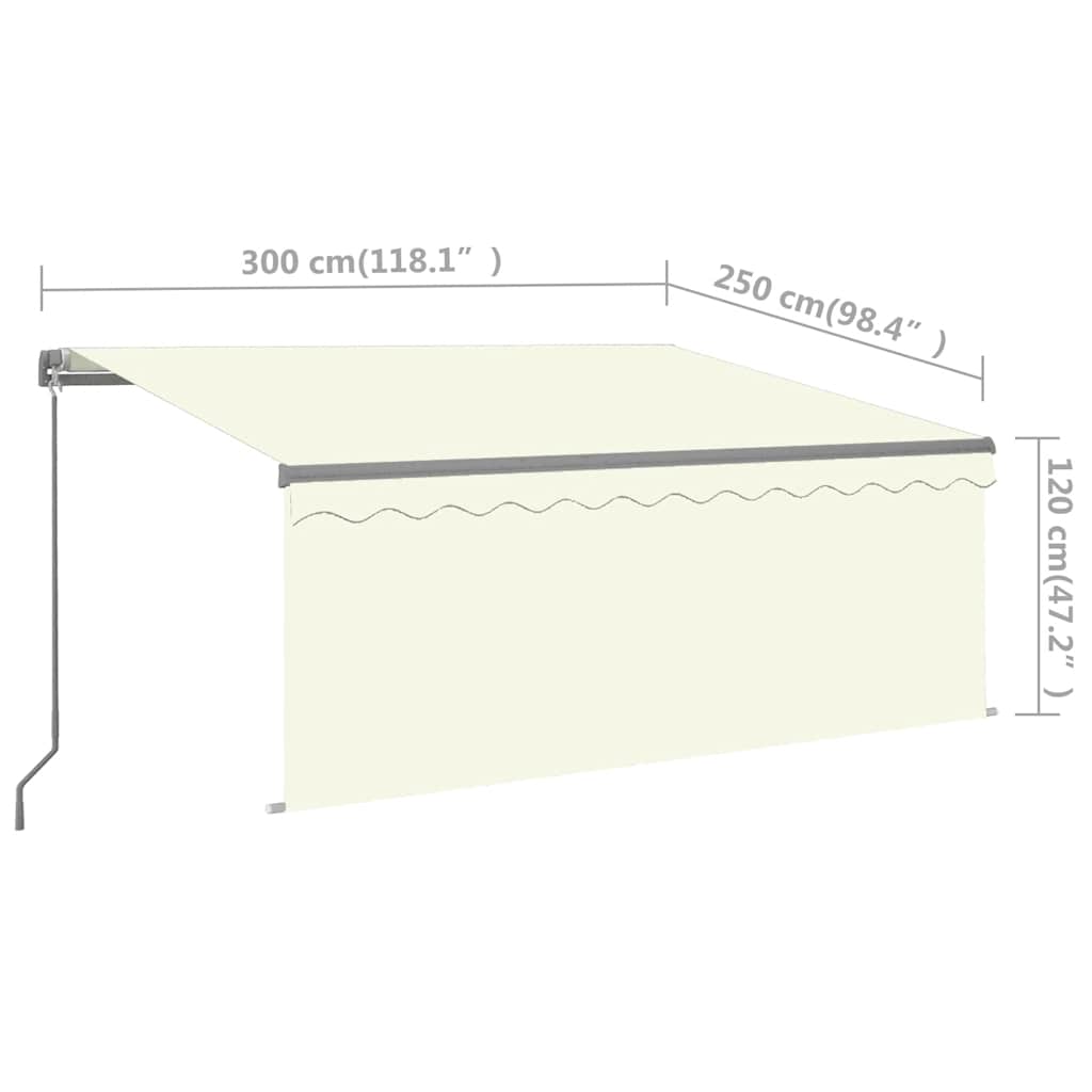 vidaXL Ręcznie zwijana markiza z zasłoną, 3x2,5 m, kremowa