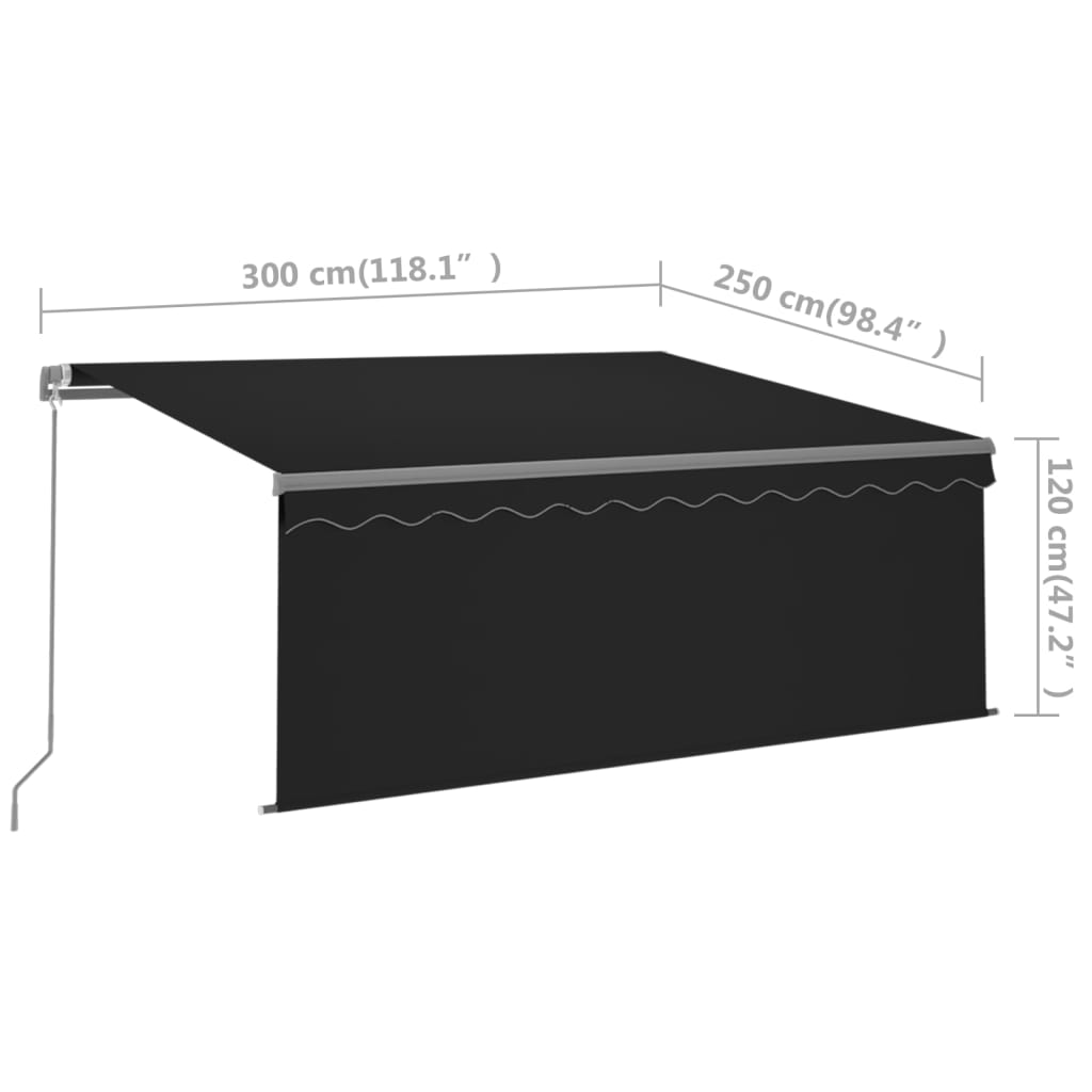 vidaXL Ręcznie zwijana markiza z zasłoną, 3x2,5 m, antracytowa