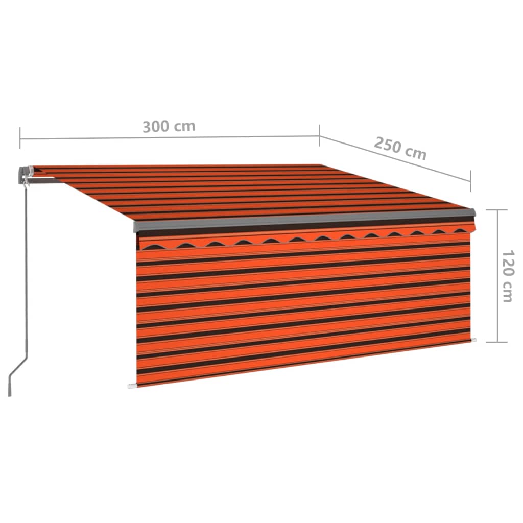 vidaXL Ręcznie zwijana markiza z zasłoną zacieniającą i LED, 3x2,5 m