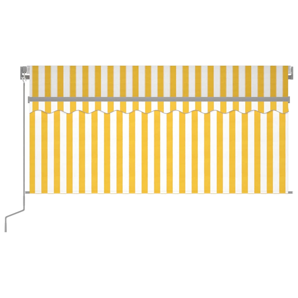 vidaXL Ręcznie zwijana markiza z zasłoną i LED, 3x2,5 m, żółto-biała