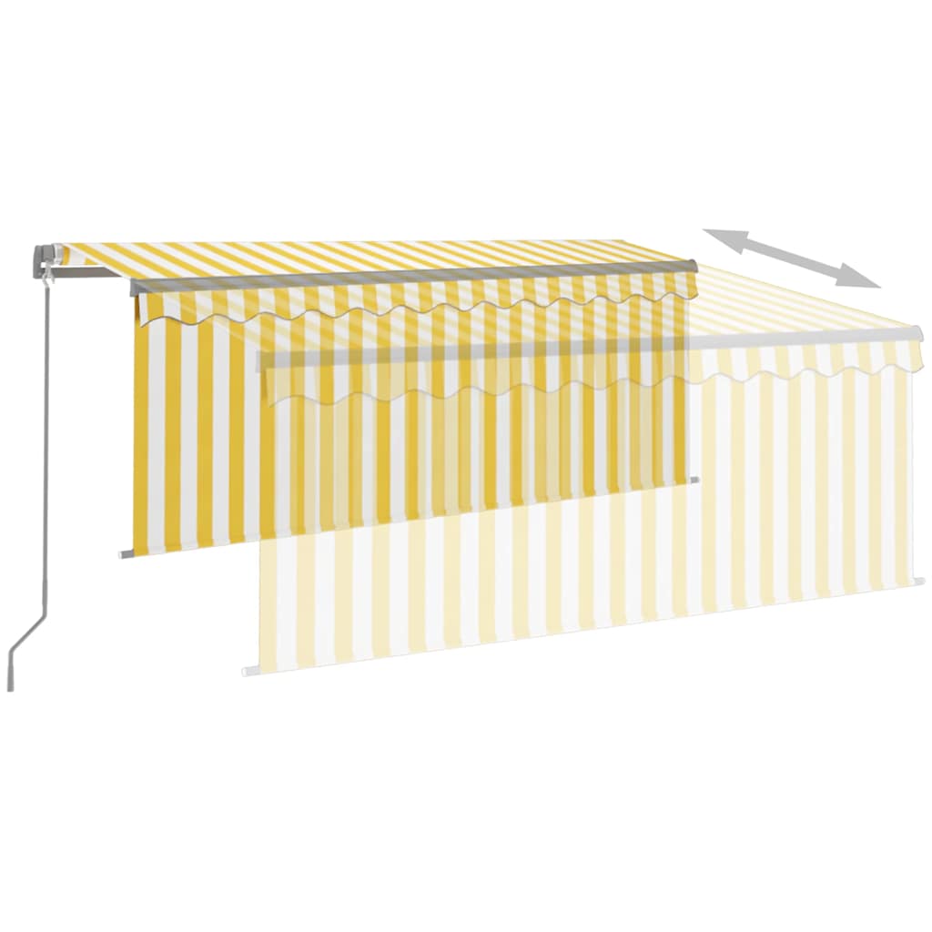 vidaXL Ręcznie zwijana markiza z zasłoną i LED, 3x2,5 m, żółto-biała