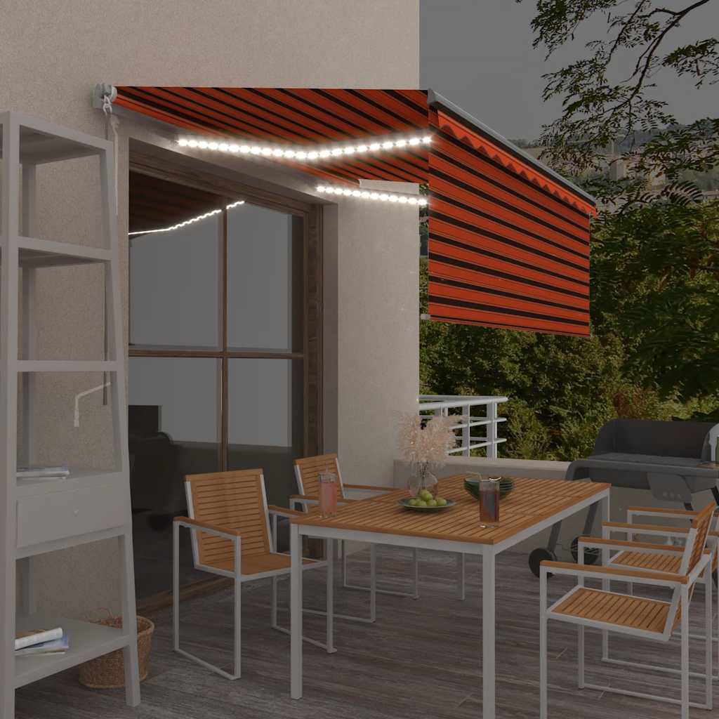 vidaXL Ręcznie zwijana markiza z zasłoną zacieniającą i LED, 3x2,5 m