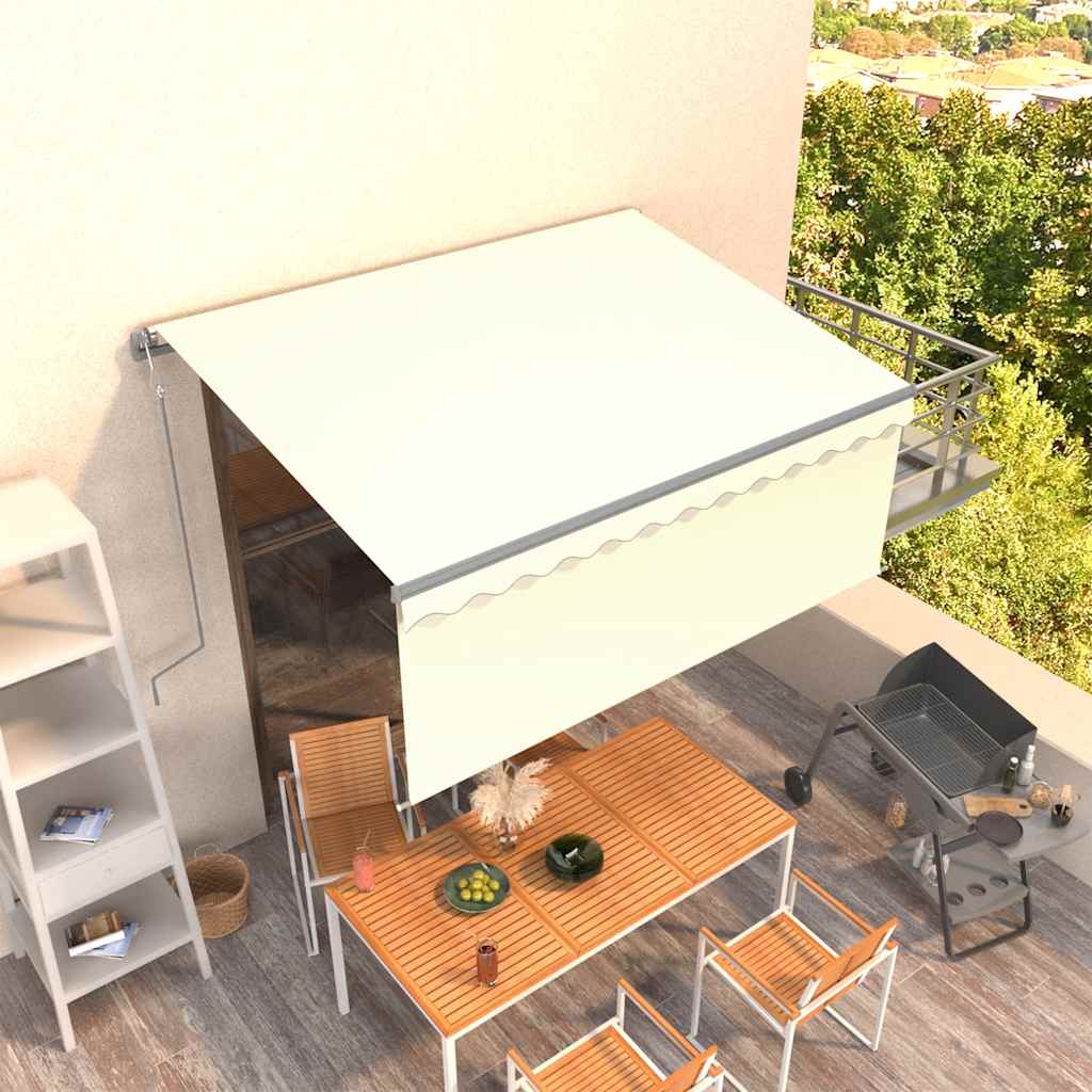 vidaXL Automatycznie zwijana markiza z zasłoną, 3x2,5 m, kremowa