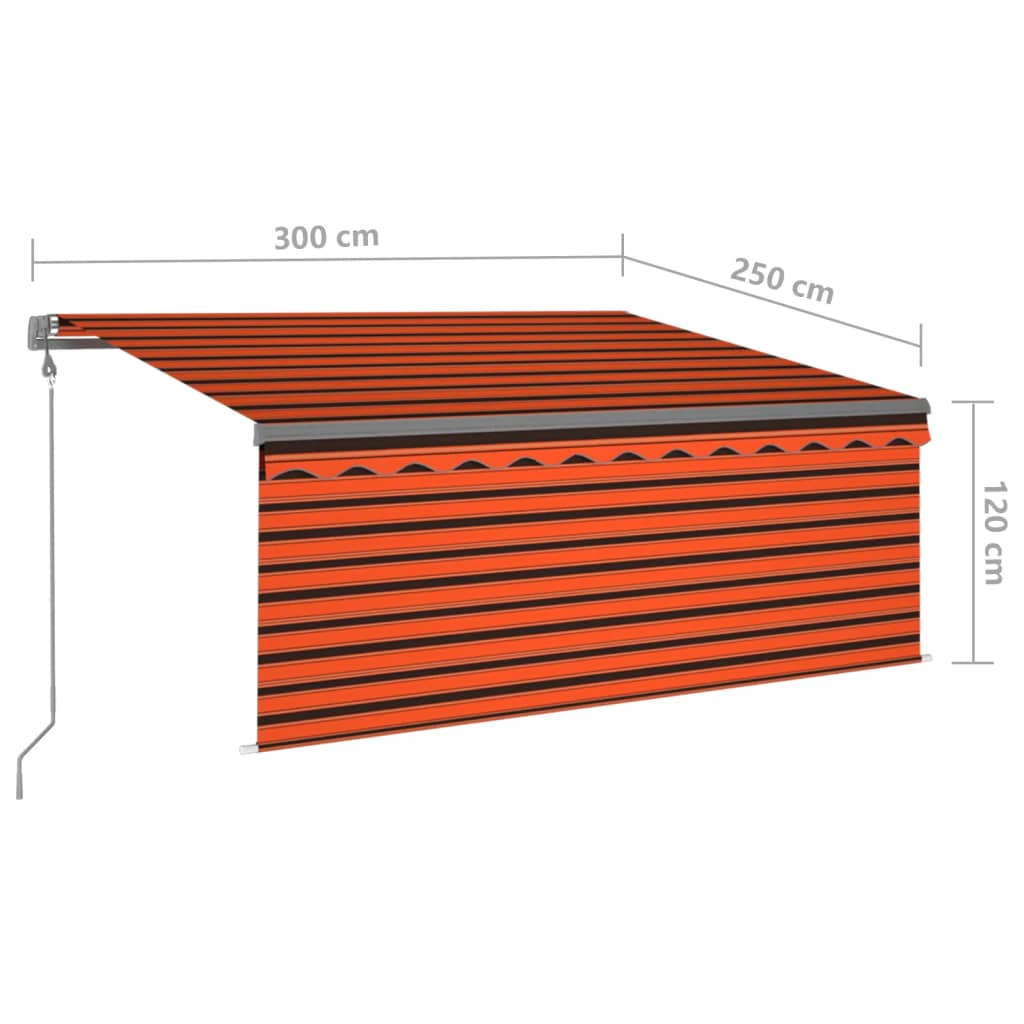 vidaXL Automatyczna markiza z zasłoną, LED i czujnikiem, 3x2,5 cm
