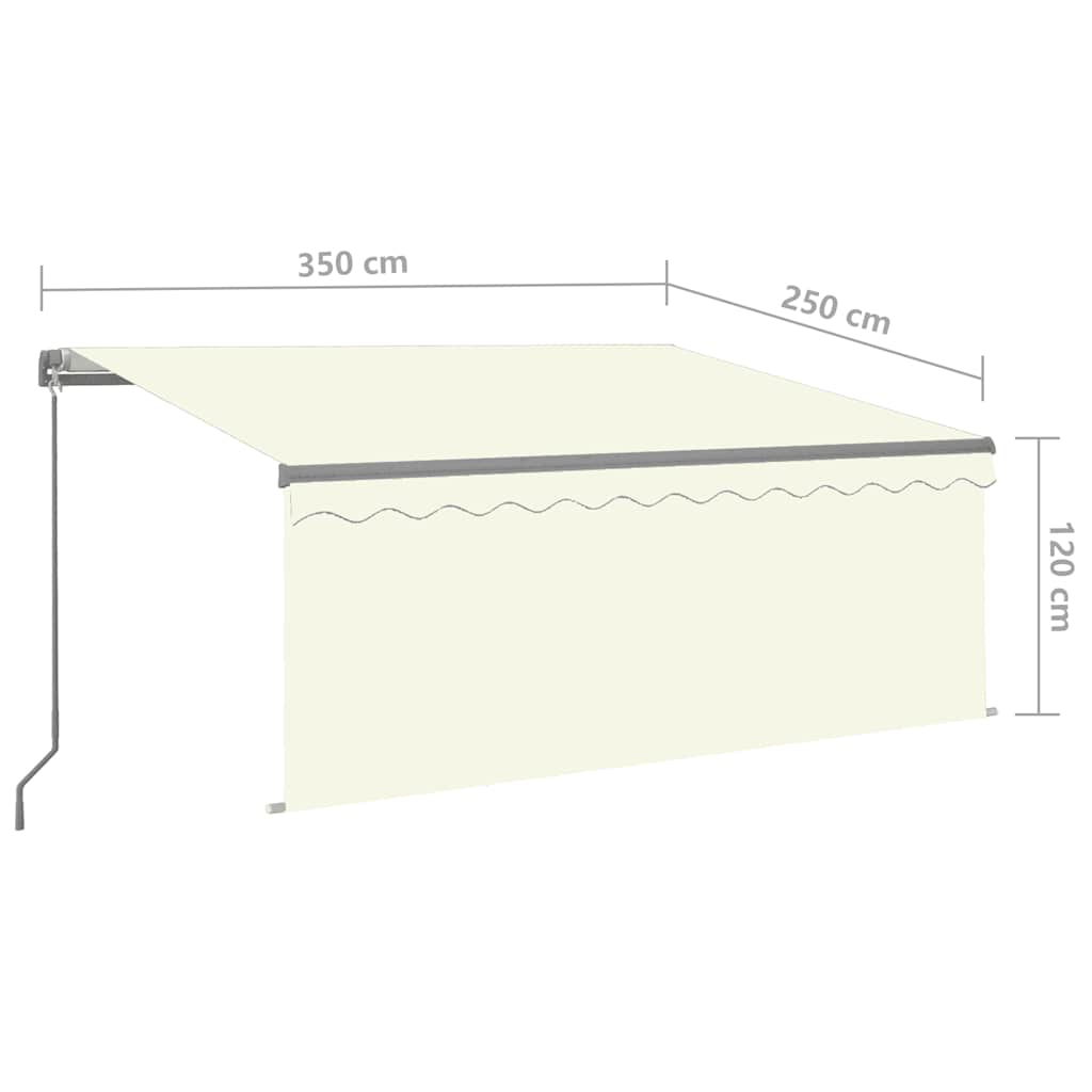 vidaXL Ręcznie zwijana markiza z zasłoną, 3,5x2,5 m, kremowa