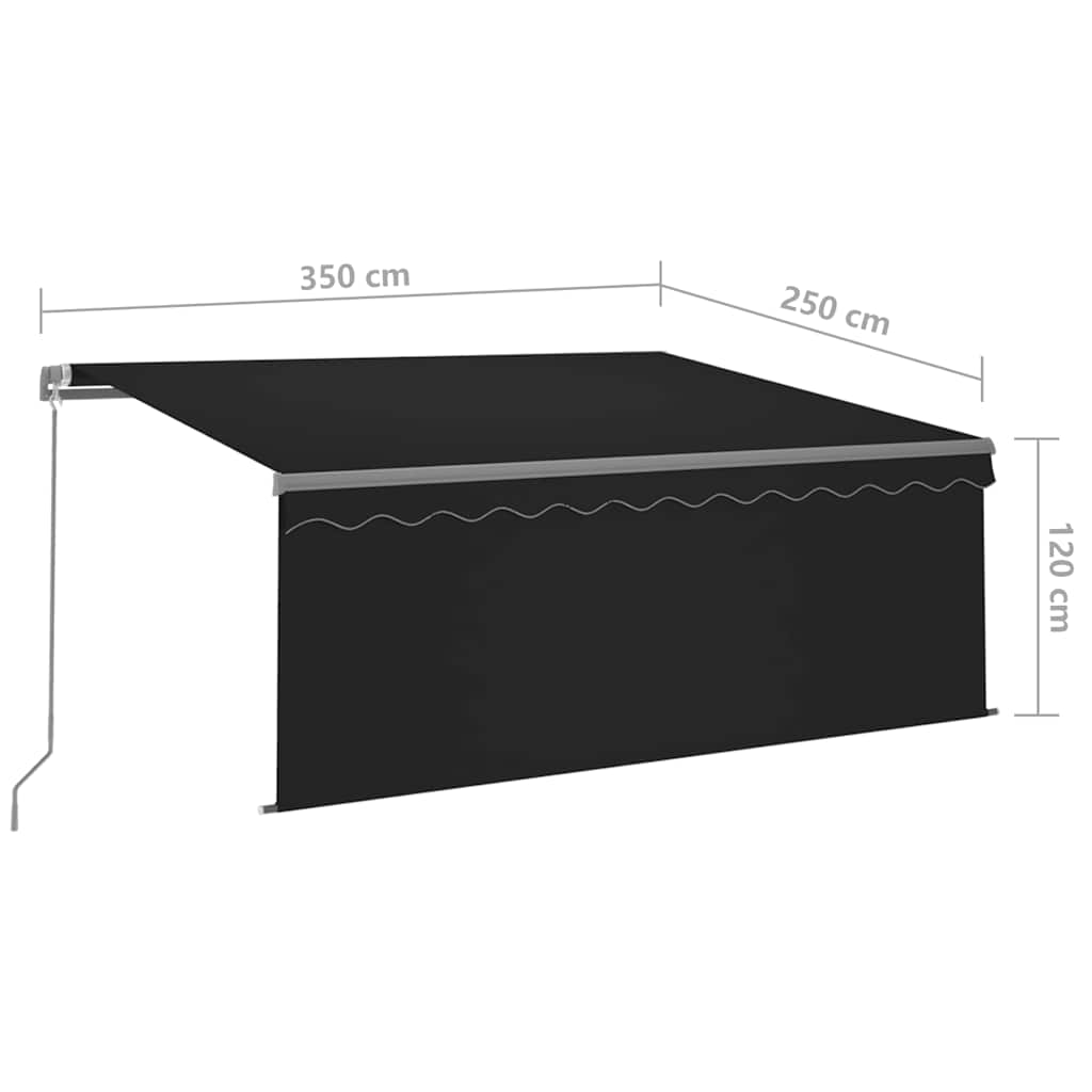vidaXL Ręcznie zwijana markiza z zasłoną, 3,5x2,5 m, antracytowa
