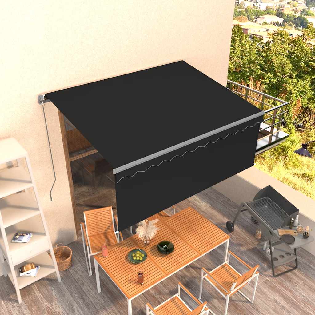 vidaXL Ręcznie zwijana markiza z zasłoną, 3,5x2,5 m, antracytowa