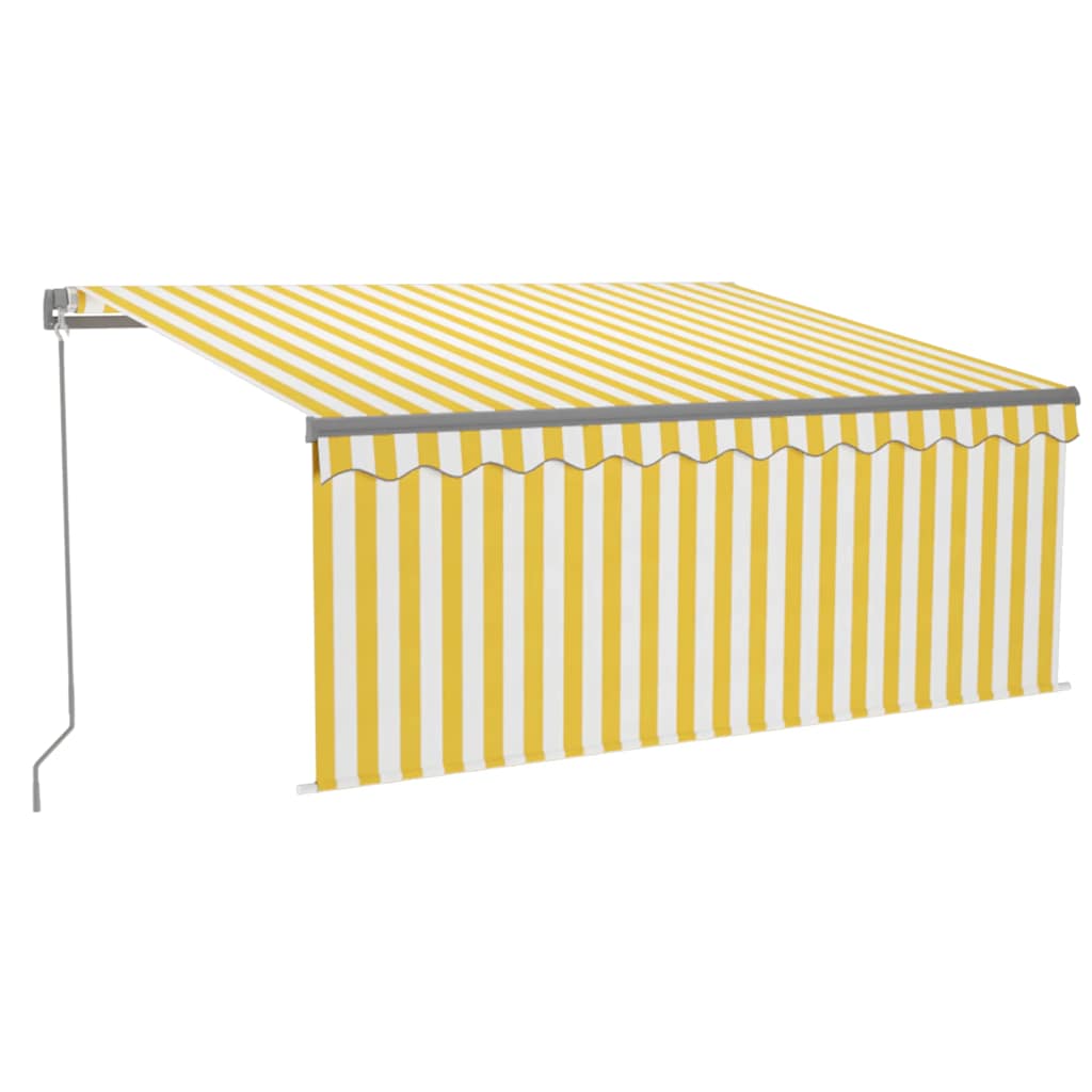 vidaXL Ręcznie zwijana markiza z zasłoną i LED, 3,5x2,5 m, żółto-biała
