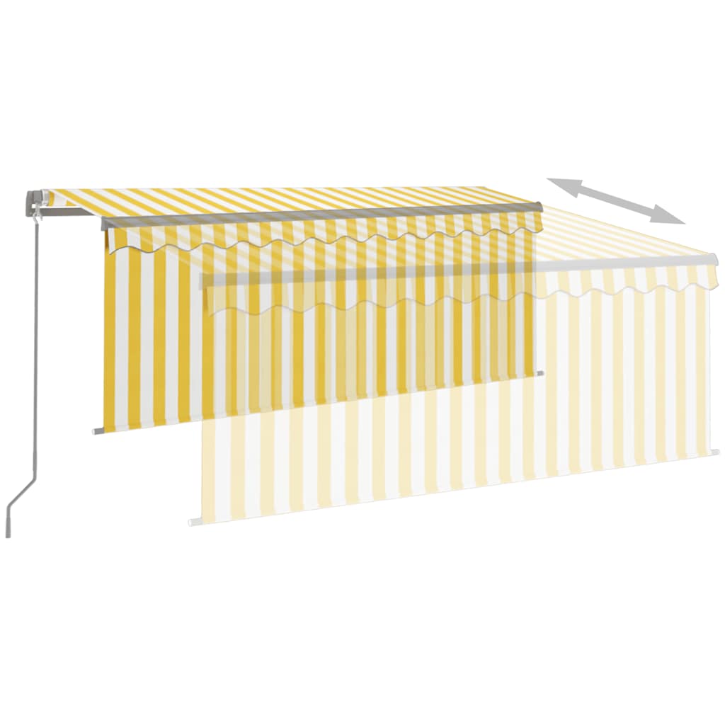 vidaXL Ręcznie zwijana markiza z zasłoną i LED, 3,5x2,5 m, żółto-biała