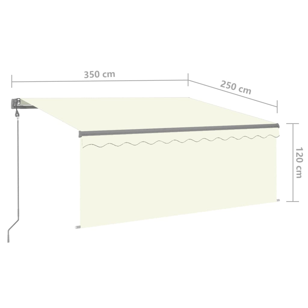 vidaXL Automatycznie zwijana markiza z zasłoną, 3,5x2,5 m, kremowa