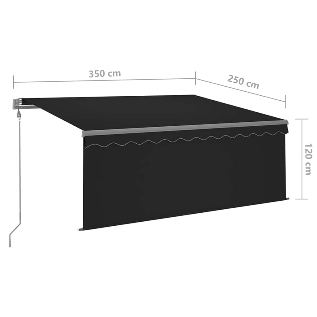 vidaXL Automatycznie zwijana markiza z zasłoną, 3,5x2,5 m, antracytowa