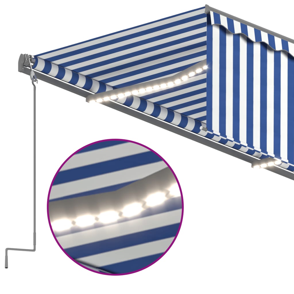 vidaXL Automatycznie zwijana markiza, LED i czujnik wiatru, 3,5x2,5 m