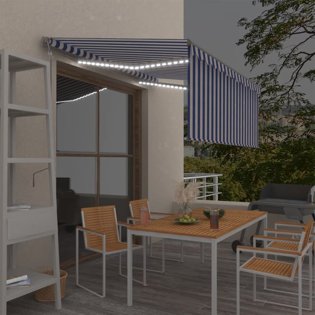 vidaXL Automatycznie zwijana markiza, LED i czujnik wiatru, 3,5x2,5 m