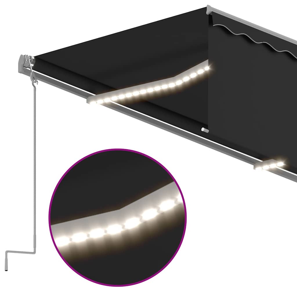vidaXL Automatycznie zwijana markiza, LED i czujnik wiatru, 3,5x2,5 m