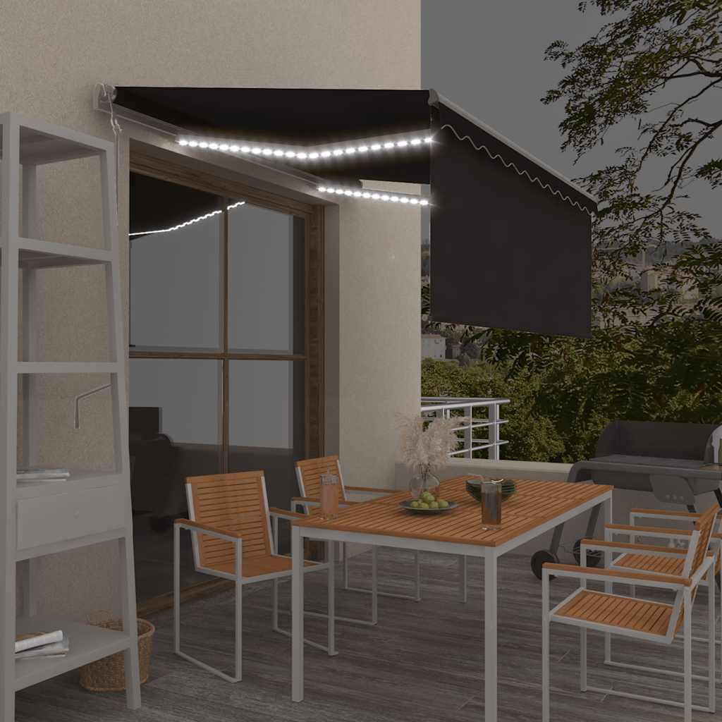 vidaXL Automatycznie zwijana markiza, LED i czujnik wiatru, 3,5x2,5 m