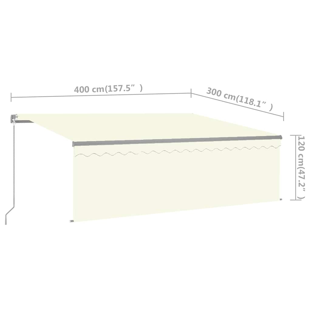 vidaXL Ręcznie zwijana markiza z zasłoną, 4x3 m, kremowa