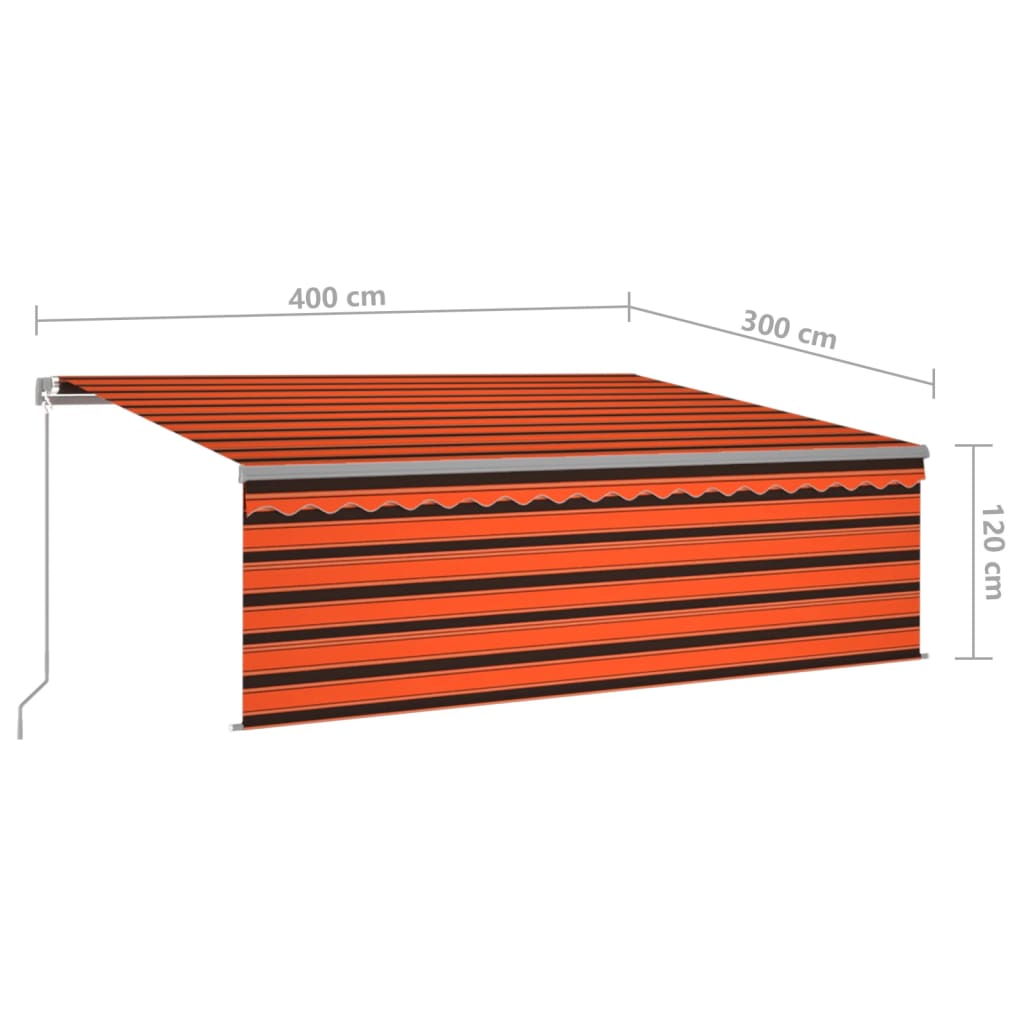 vidaXL Ręcznie zwijana markiza z zasłoną, 4x3 m, pomarańczowo-brązowa