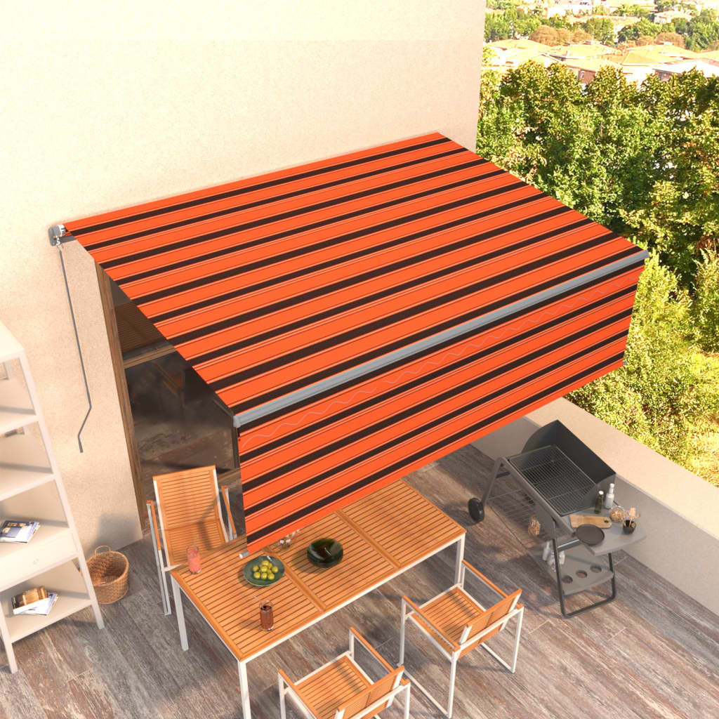 vidaXL Ręcznie zwijana markiza z zasłoną, 4x3 m, pomarańczowo-brązowa