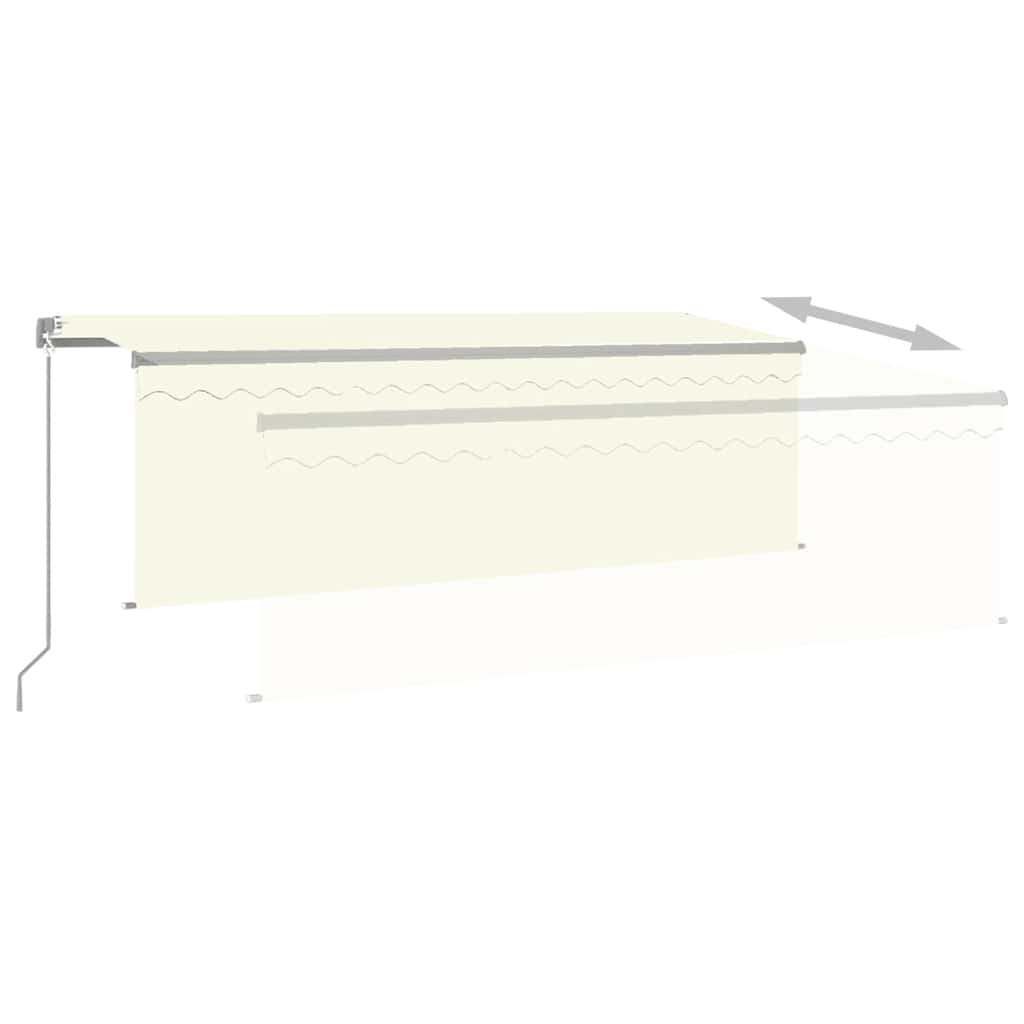 vidaXL Ręcznie zwijana markiza z zasłoną i LED, 4x3 m, kremowa