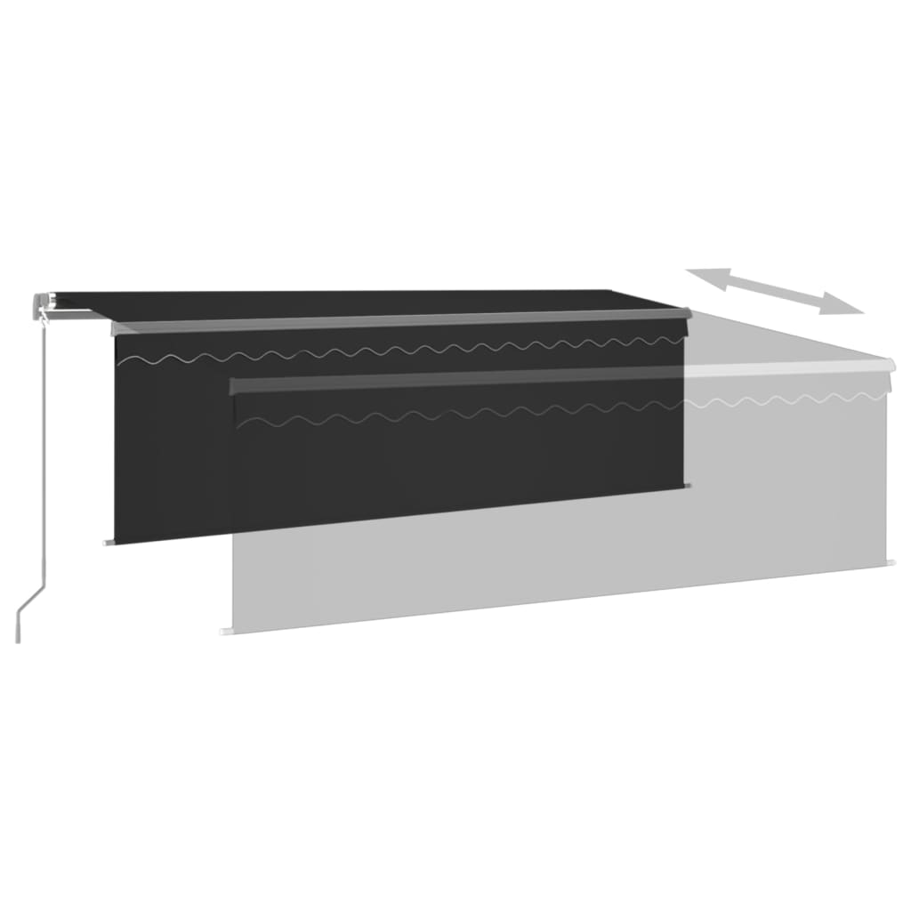 vidaXL Ręcznie zwijana markiza z zasłoną i LED, 4x3 m, antracytowa