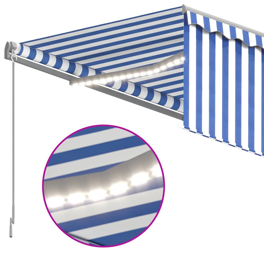 vidaXL Automatyczna markiza z zasłoną, LED i czujnikiem wiatru, 4x3 m