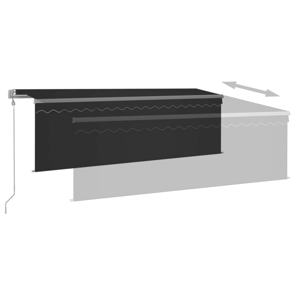vidaXL Automatyczna markiza z zasłoną, LED i czujnikiem wiatru, 4x3 m