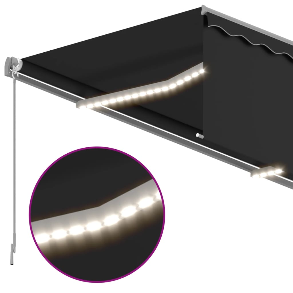 vidaXL Automatyczna markiza z zasłoną, LED i czujnikiem wiatru, 4x3 m