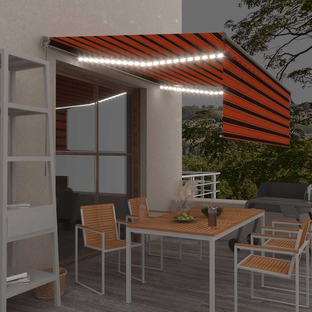 vidaXL Ręcznie zwijana markiza z zasłoną i LED, 4,5x3 m