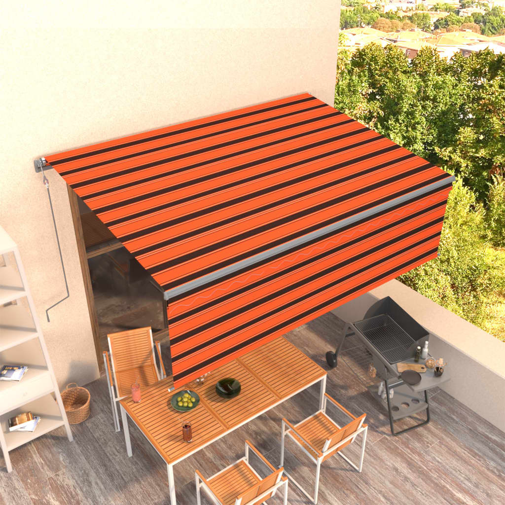vidaXL Automatyczna markiza z zasłoną, 4,5x3 m, pomarańcz-brąz