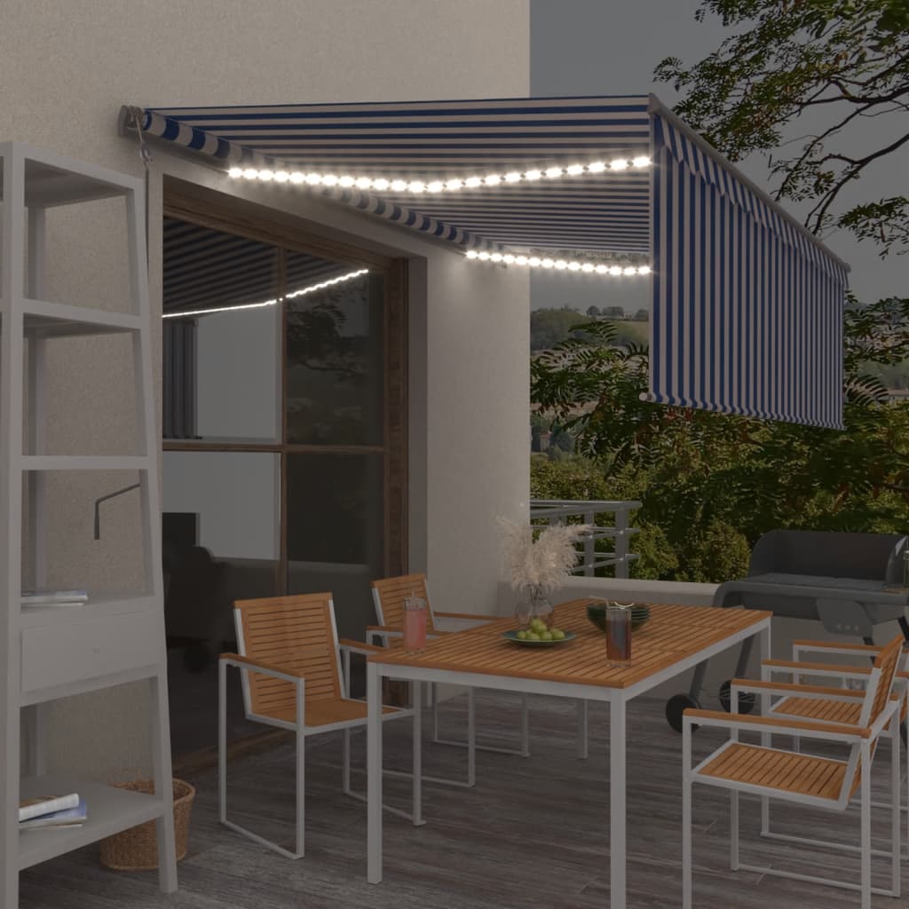 vidaXL Automatyczna markiza z zasłoną, LED i czujnikiem, 4,5x3 m
