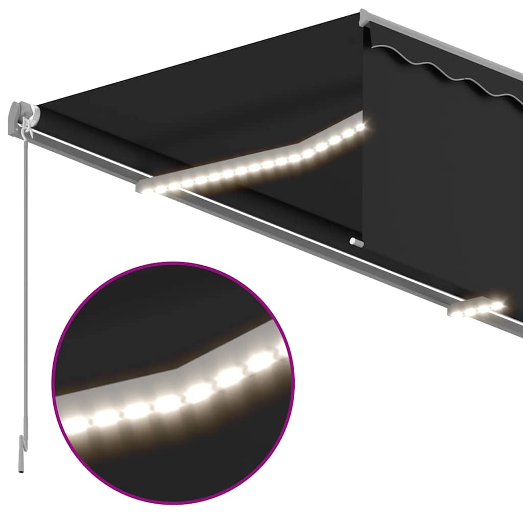 vidaXL Automatycznie zwijana markiza, LED i czujnik wiatru, 4,5x3 m