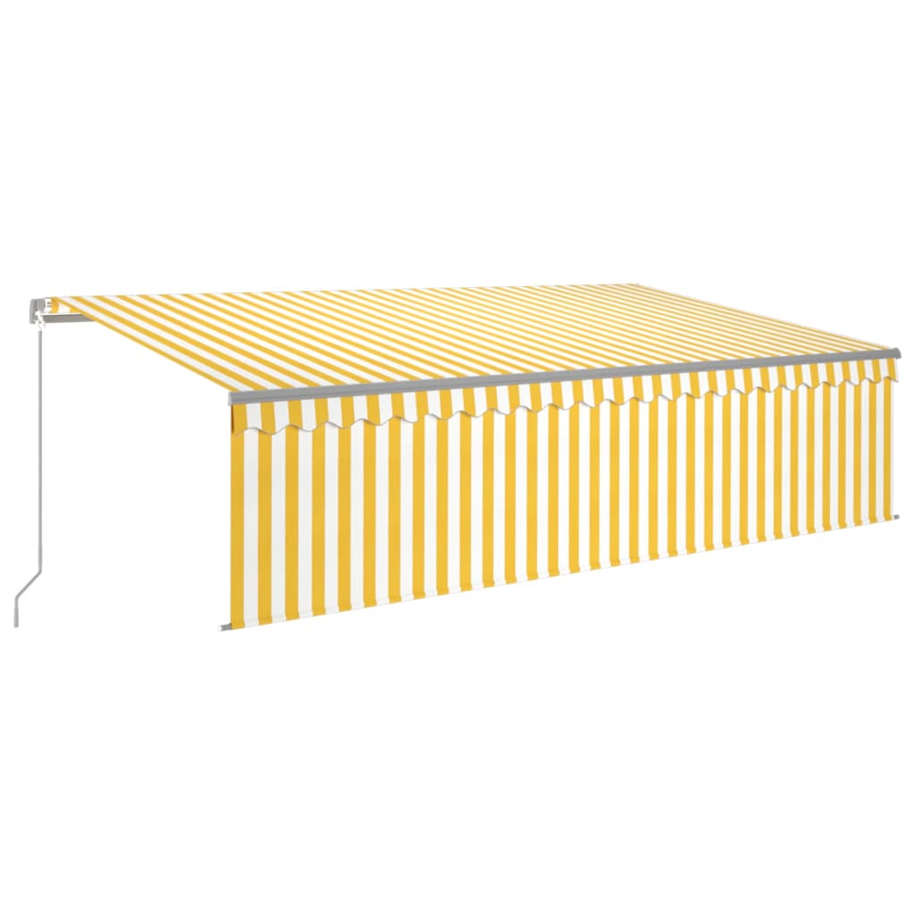 vidaXL Ręcznie zwijana markiza z zasłoną, 5x3 m, żółto-biała