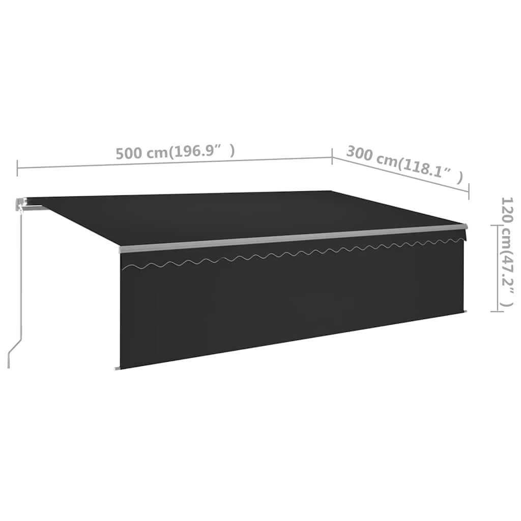 vidaXL Ręcznie zwijana markiza z zasłoną, 5x3 m, antracytowa