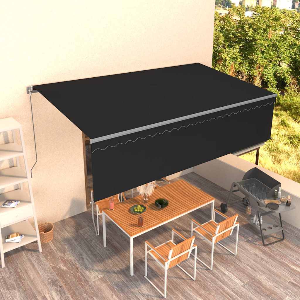 vidaXL Ręcznie zwijana markiza z zasłoną, 5x3 m, antracytowa