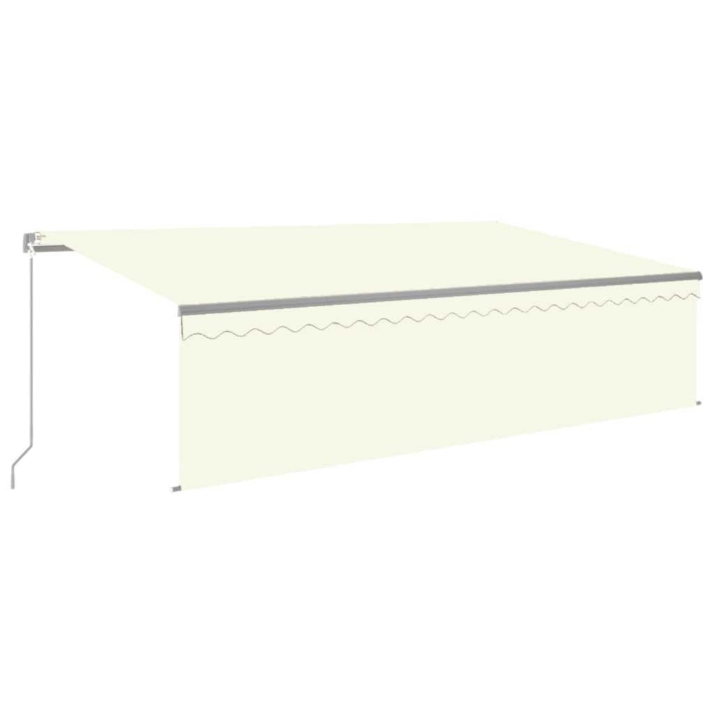vidaXL Ręcznie zwijana markiza z zasłoną i LED, 5x3 m, kremowa