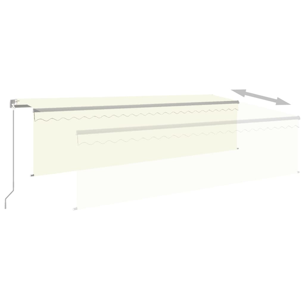 vidaXL Ręcznie zwijana markiza z zasłoną i LED, 5x3 m, kremowa
