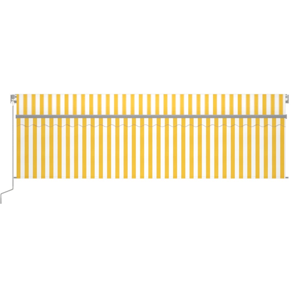 vidaXL Ręcznie zwijana markiza z zasłoną i LED, 5x3 m, żółto-biała
