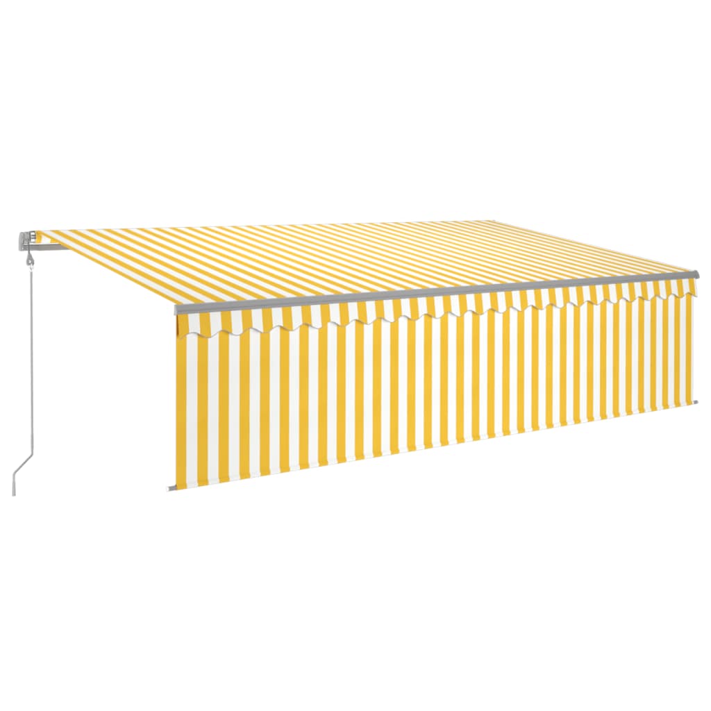vidaXL Automatycznie zwijana markiza z zasłoną, 5x3 m, żółto-biała